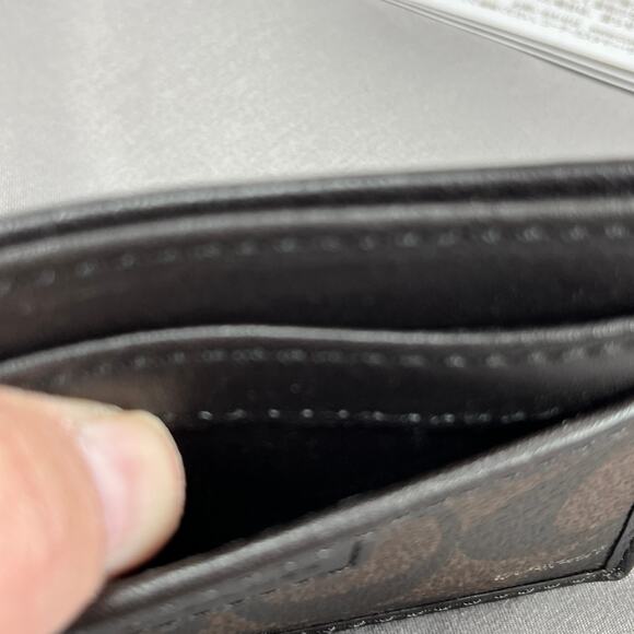 COACH Slim Card Case Mahogany/Brown Signature Logo & Dust Cover Bag New with Tag - Picture 7 of 11